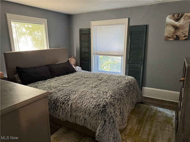 bedroom with wood-type flooring