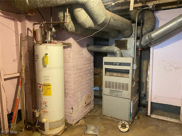 utility room with water heater