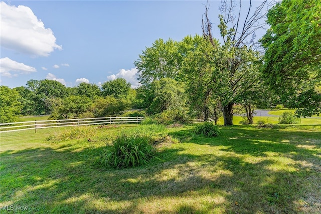 view of yard with a rural view