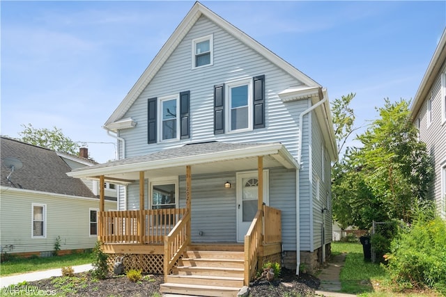 view of front property with covered porch