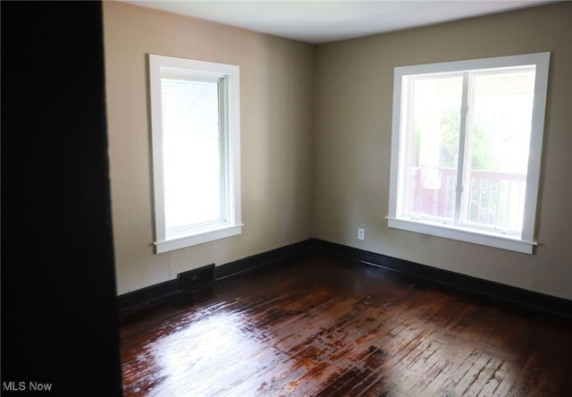 empty room with wood-type flooring and a wealth of natural light