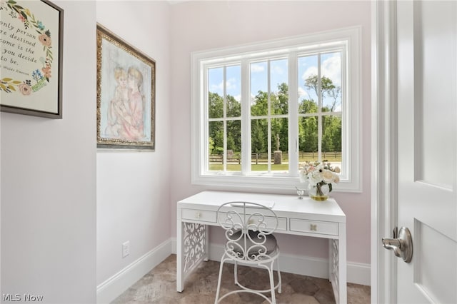 view of tiled home office