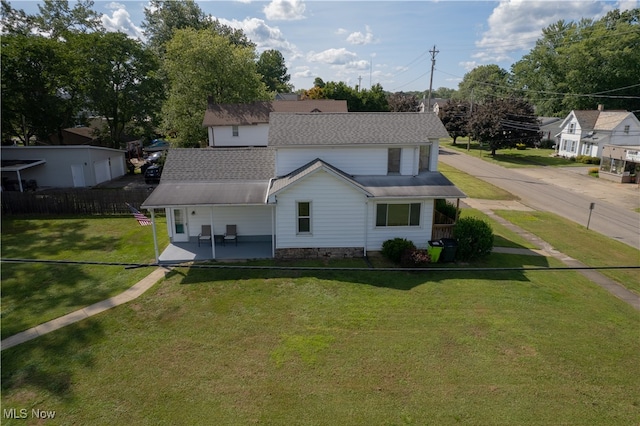 view of front of home with a front lawn