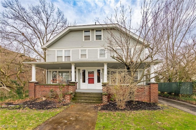 view of front of home featuring covered porch