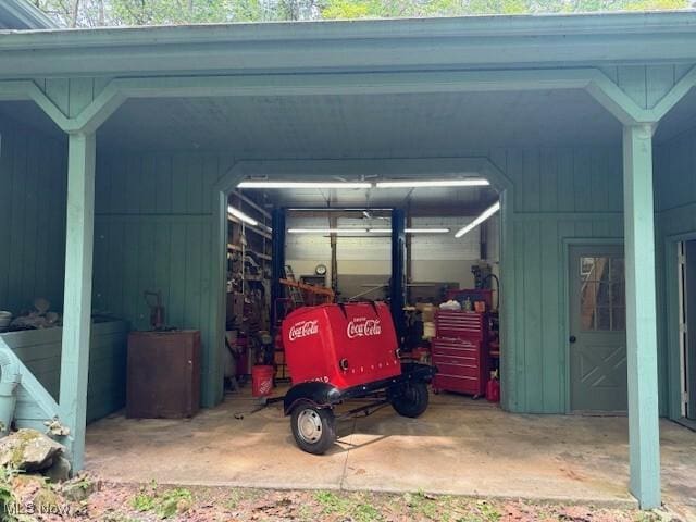 view of garage