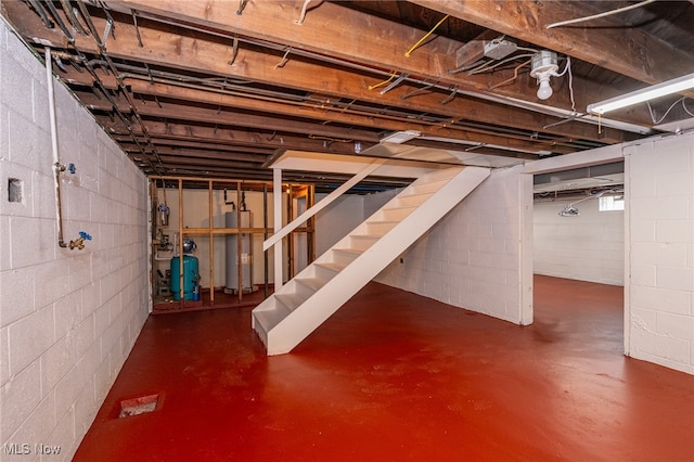 basement with water heater