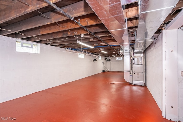 basement with heating unit