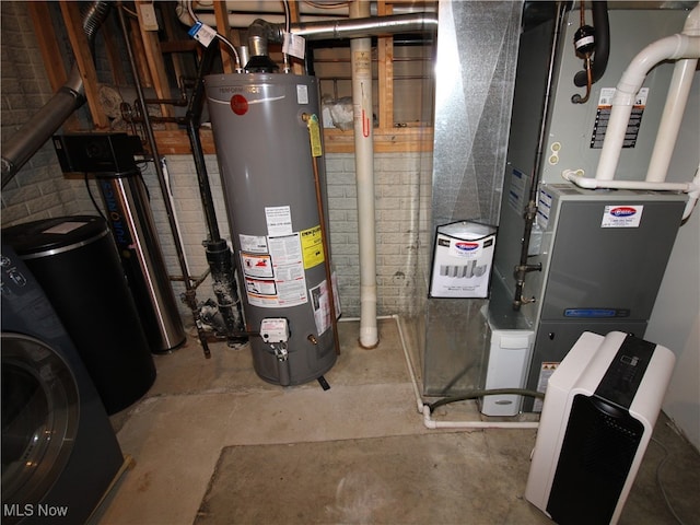 utilities with gas water heater and heating unit