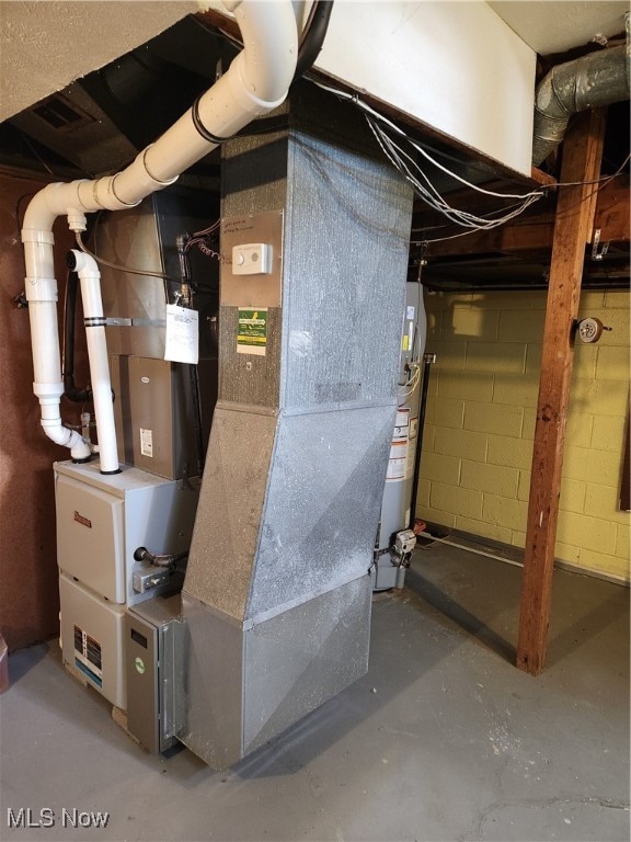 utilities with heating unit and gas water heater