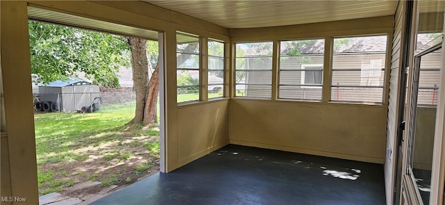 view of unfurnished sunroom