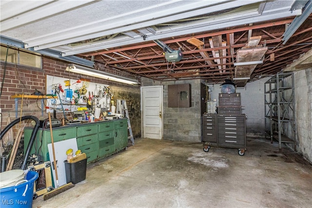 basement featuring a workshop area