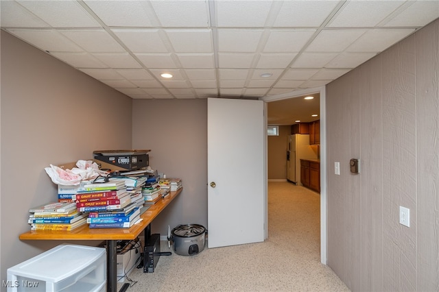 office area featuring a drop ceiling