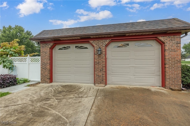 view of garage