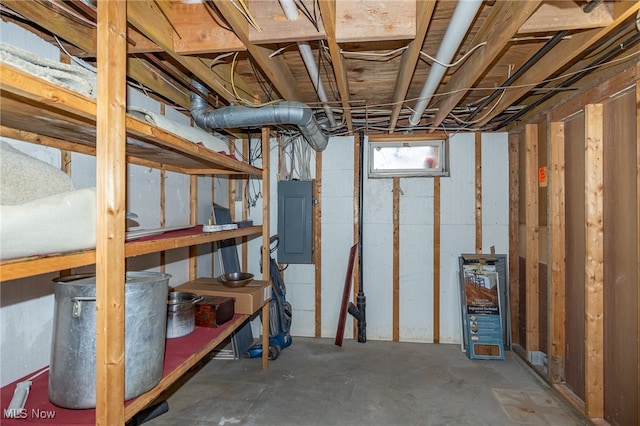 basement with electric panel