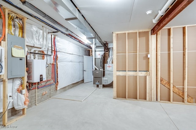 basement featuring electric panel