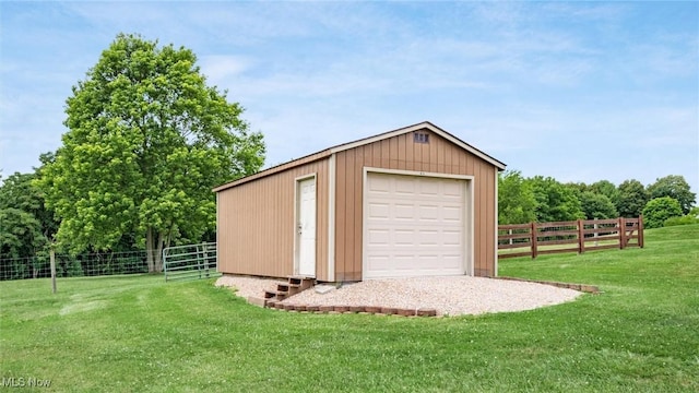 detached garage with fence