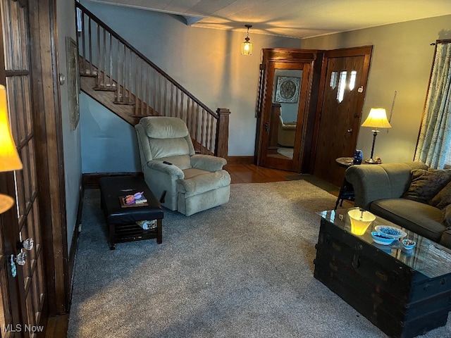 living room featuring carpet floors