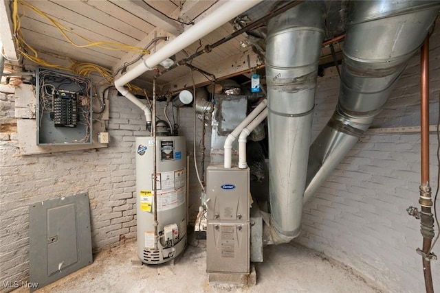 utilities with electric panel and gas water heater