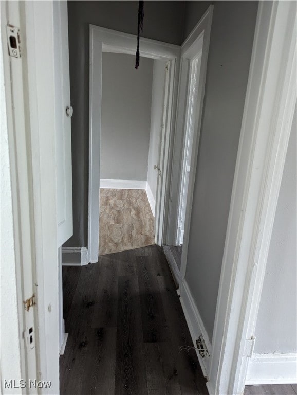 corridor with dark wood-type flooring