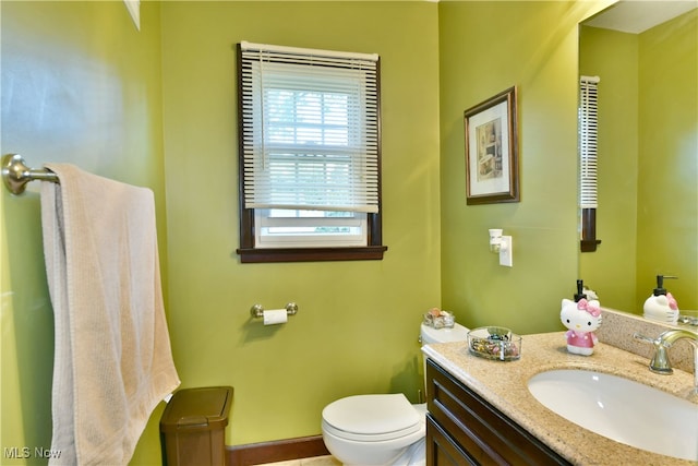 bathroom with toilet and vanity