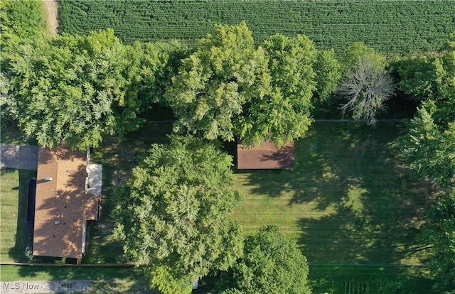 birds eye view of property featuring a rural view