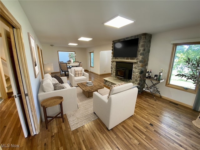 living room with hardwood / wood-style floors