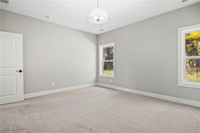 empty room featuring light carpet and a healthy amount of sunlight