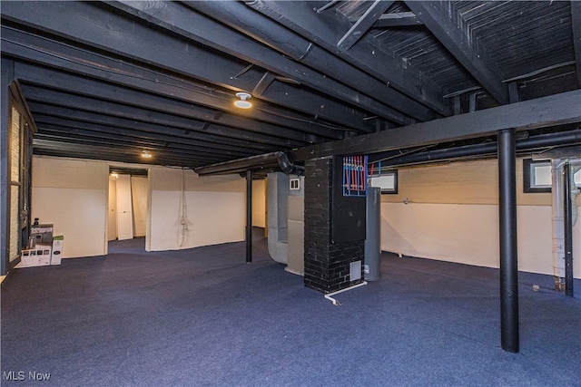 basement featuring carpet floors