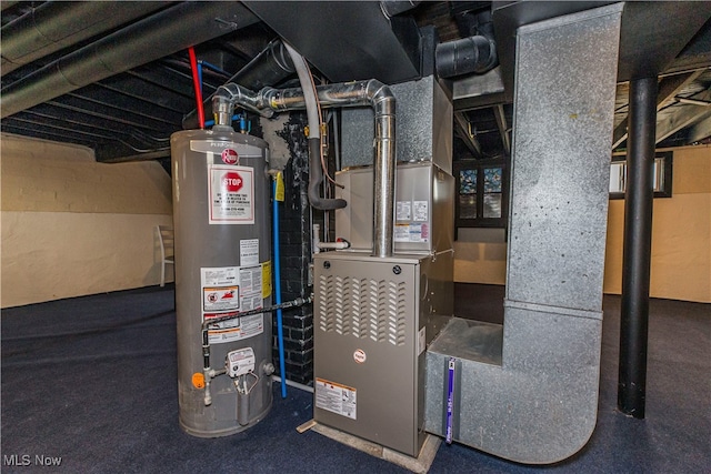 utility room with gas water heater