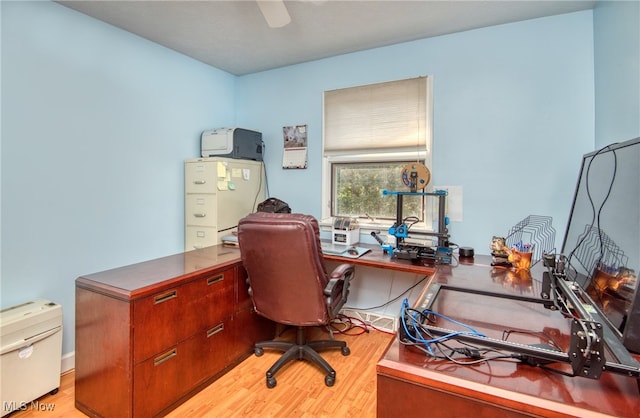 office area with light wood-type flooring