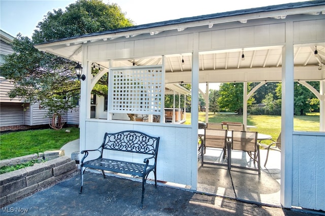 view of patio featuring a gazebo