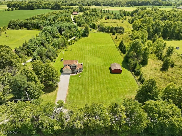 aerial view featuring a rural view