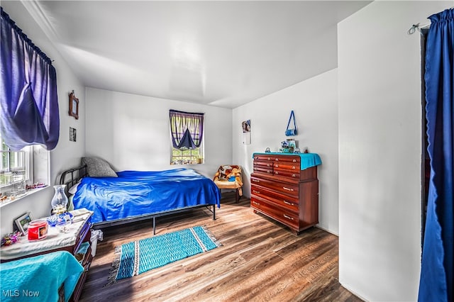 bedroom with hardwood / wood-style flooring