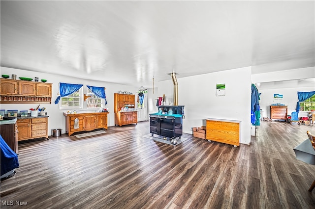 living room featuring dark hardwood / wood-style floors