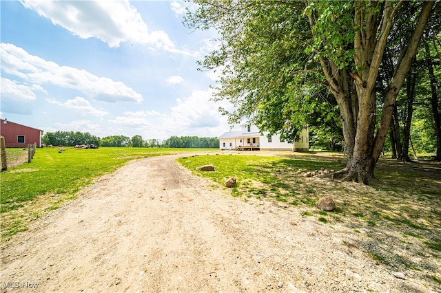 view of street with a rural view