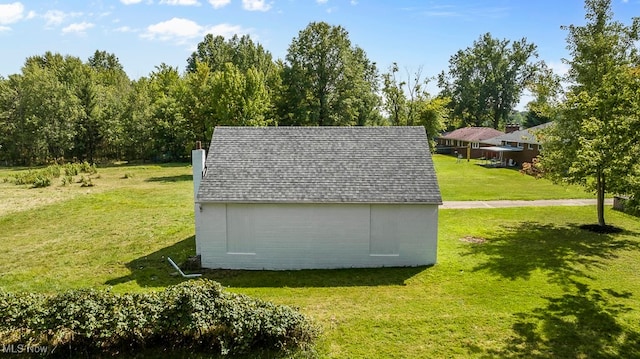 view of outbuilding with a yard