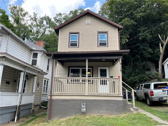 view of front of home with covered porch