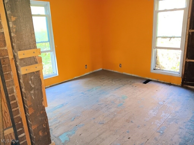 spare room featuring hardwood / wood-style flooring and a healthy amount of sunlight