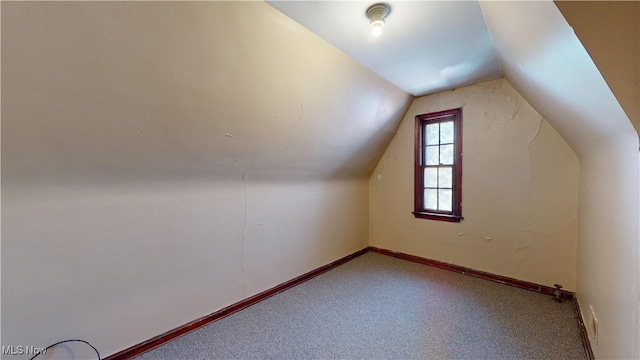 additional living space with carpet floors and lofted ceiling