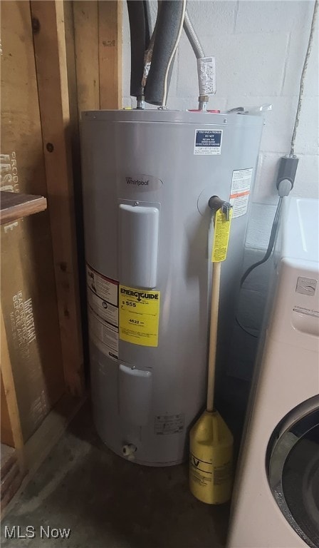 utility room with washer / clothes dryer and electric water heater