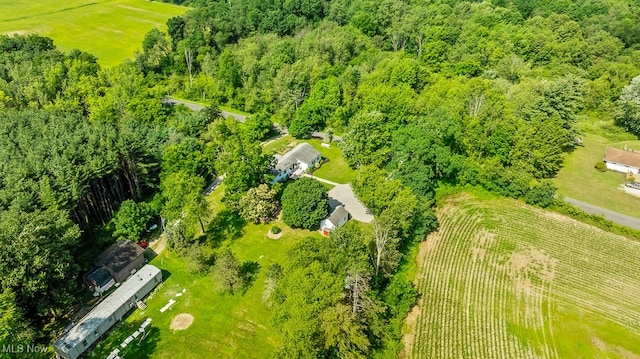 birds eye view of property featuring a rural view