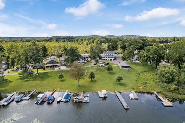 bird's eye view featuring a water view