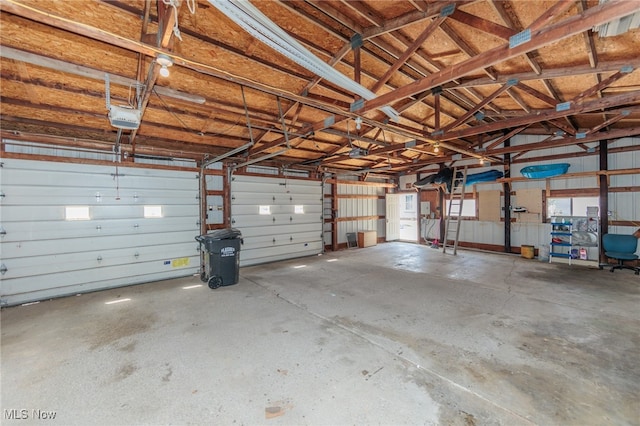 garage with a garage door opener