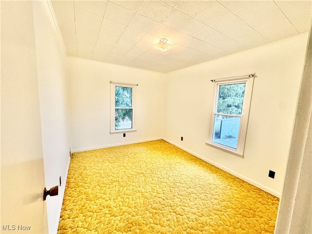 unfurnished room with a healthy amount of sunlight and carpet