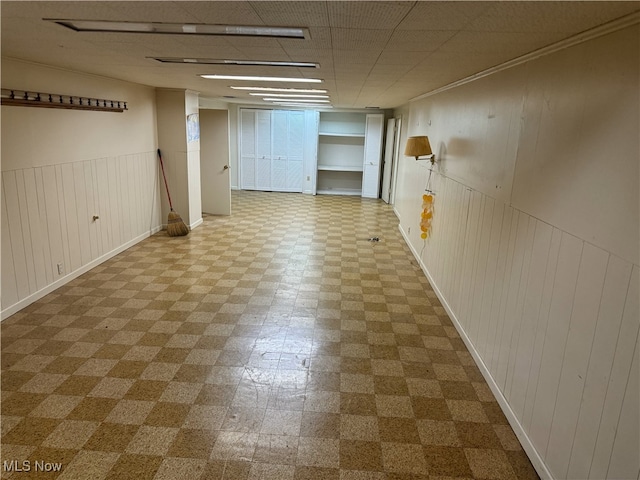 basement with built in shelves