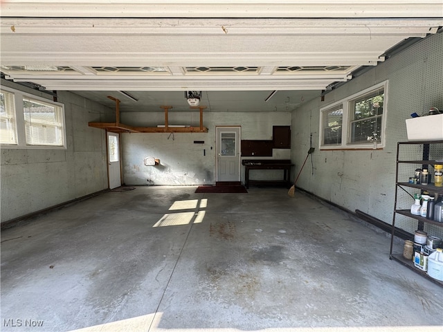 garage with a garage door opener