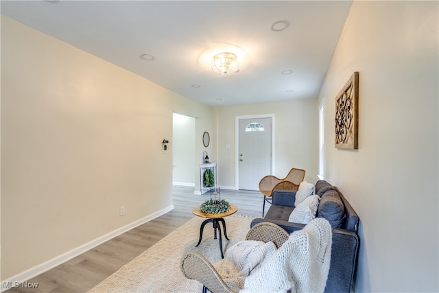 living room featuring light wood-type flooring