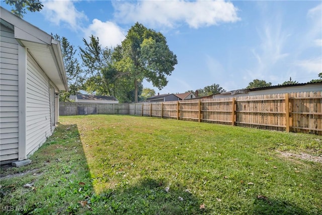 view of yard with a fenced backyard