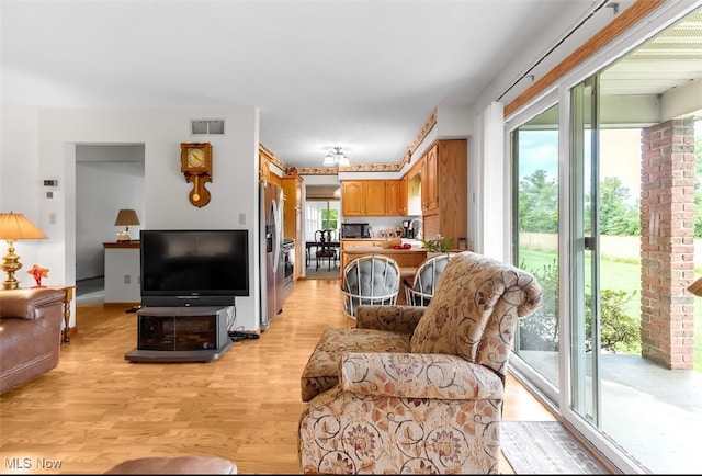 living room featuring light hardwood / wood-style floors