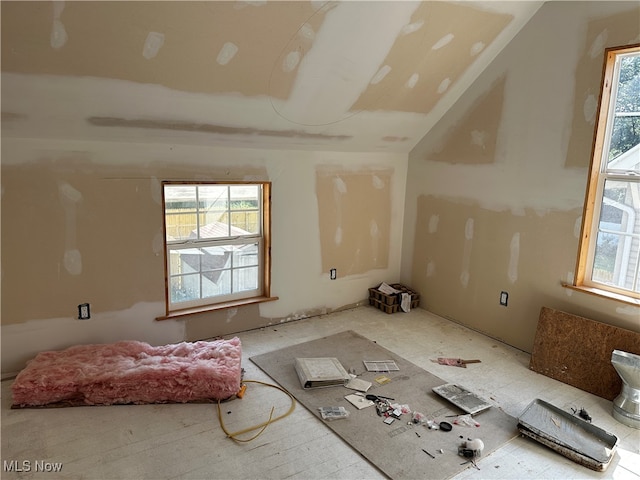 interior space featuring lofted ceiling